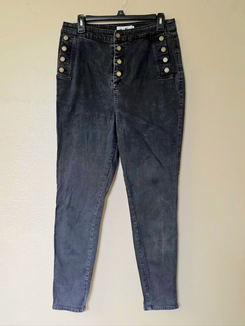 Avec Les Filles Womens Black Button Accent High Rise  Denim Jeans - Size 31